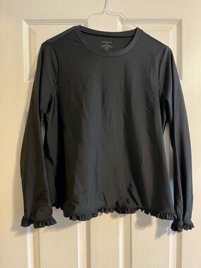 summersalt The Waterside Ruffle Rash Guard Black Longsleeve Swim Top UPF 50+